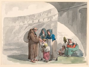 Tegning, Hilsen fra en eremitt, 1807–08 av Bartolomeo Pinelli