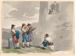 Tegning, Serenaden, 1807–08 av Bartolomeo Pinelli