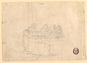 Tegning, Tre kvinner som vasker seg, 1800–25 av Bartolomeo Pinelli