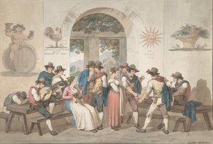 Interiør i et romersk vertshus, 1817., 1817. av Bartolomeo Pinelli
