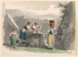 Klesvask i fjellene nær Roma av Bartolomeo Pinelli