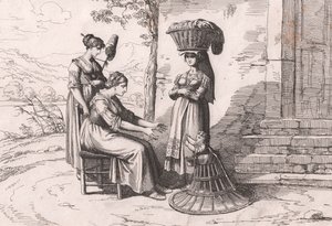 Romerske kvinner i tradisjonelle kostymer, etsning av Bartolomeo Pinelli (Roma av Bartolomeo Pinelli