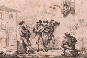 Serenade i Roma, etsning av Bartolomeo Pinelli (Roma av Bartolomeo Pinelli