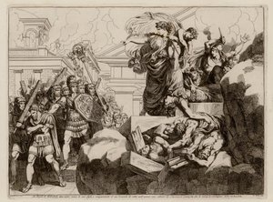 Selvmord til Hasdrubals kone (etsing) av Bartolomeo Pinelli