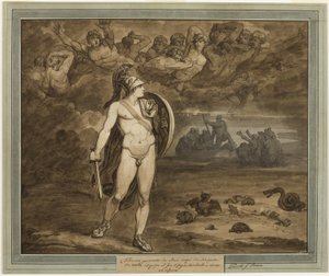 Telemachus, tro at hans far, Ulysses, er død, søker etter ham i underverdenen, fra The Adventures of Telemachus, bok 18
