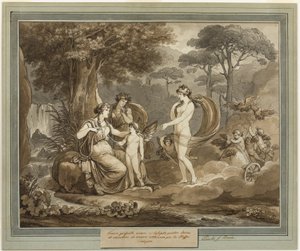 Venus presenterer Cupid til Calypso, fra The Adventures of Telemachus, bok 7 av Bartolomeo Pinelli