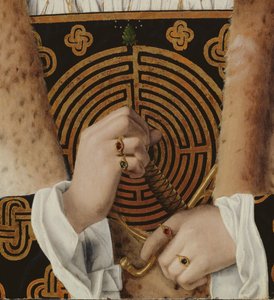Portrett av en mann, detalj av hendene hans