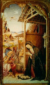 Julekrybbe, sentralpanel fra en conversano polyptch, 1475 (tempera på panel)