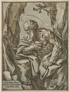 Saint Jerome, etter Guido Reni, 1637 (chiaroscuro tresnitt fra tre blokker på lagt papir)