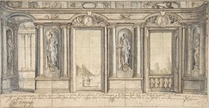 Design for en malt veggdekorasjon for Palazzo Massimo all'Aracoeli Roma, 1683. av Basilio Briccio