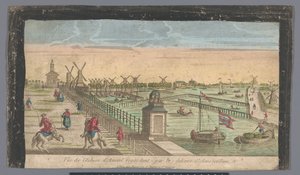 Utsikt over Hogesluis mot Buiten-Amstel, Amsteldijk og møllene ved Zaagmolensloot i Amsterdam Vue de l