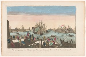 Utsikt over ankomsten av skipet Dauphin i havnen i Toulon Vue de l