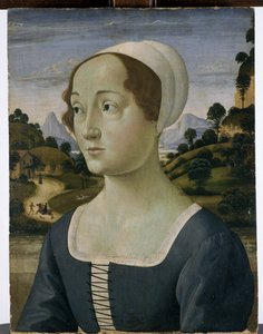 Portrett av en kvinne i midten av tjueårene (tempera på poppeltre)