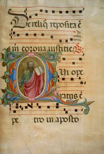 Opplyst initial med den hellige Paulus-figur (Corale 8, ca. 163), for korbok 8 til Santa Maria degli Angeli av Batrolomeo di Fruosino