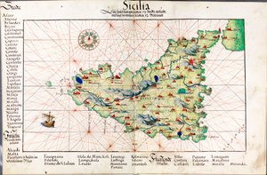 Kart over Sicilia av Battista Agnese