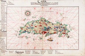 Kart over Kreta 1554 av Battista Agnese