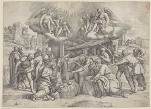 Tilbedelse av hyrdene av Battista Franco