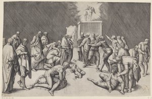Paktens ark i Dagons tempel av Battista Franco