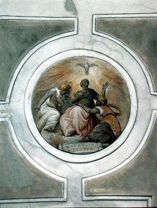 Representasjon av en av dydene, detalj fra taket på Grimani-kapellet (fresco) av Battista Franco