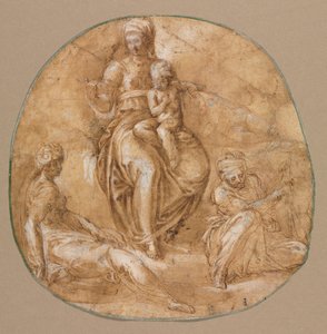 Jomfruen og barnet med den hellige Katarina av Alexandria og en eldre kvinnelig hellig, ca. 1545. av Battista Franco