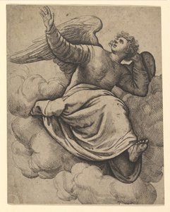 Engel sitter på en sky, ca. 1560.
