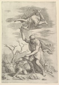 Engelen som holder Abrahams arm. av Battista Franco Veneziano