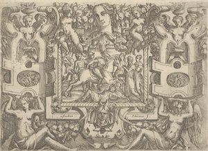 Figur på hesteryggen som holder et sverd og rir over en skikkelse som ligger på bakken, s..., ca. 1540-80.