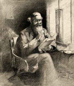 A Good Story, 1889 (kull på kremvevet papir) av Bayard Henry Tyler