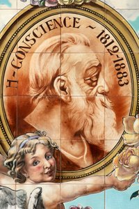 Barinteriør ("Local Unique" kafé). Keramisk panel. Helman Ceramics Brussel. av Belgian School