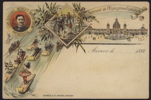 Captain Boytons World Water Show, suvenir fra Exposition Internationale d"Anvers, Antwerpen, Belgia, 1894 av Belgian School