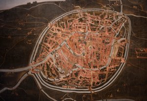 Kart over Brugge. anonym. 1546-1600. Detalj (maleri) av Belgian School