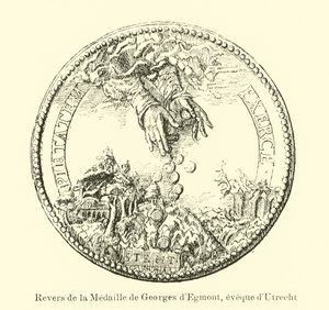 Baksiden av en medalje av George van Egmond, biskop av Utrecht av Belgian School