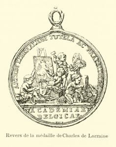 Baksiden av medaljen til Charles av Lorraine av Belgian School