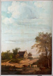 Andre bakrom på baksiden, møterom, veggmalerier med landlige scener i klassisk stil, trolig fra rundt 1810, scene 7 av Belgian School