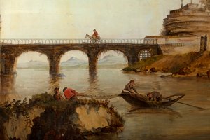 Andre bakrom på baksiden, møterom, veggmalerier med landlige scener i klassisk stil, trolig fra rundt 1810, scene 2 av Belgian School