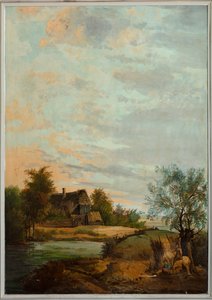 Andre bakrom på baksiden, møterom, veggmalerier med landlige scener i klassisk stil, trolig fra rundt 1810, scene 7 av Belgian School