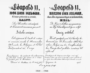 Signatur av kong Leopold II (1835-1909) som godkjente annekteringen av Kongo til Belgia, 1908