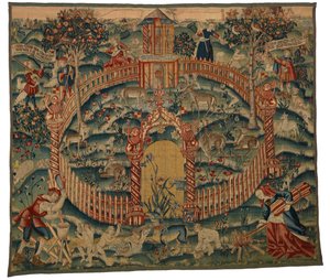 Tapet, Park au Cerfs, laget i Tournai, Belgia, ca. 1500 (ull) av Belgian School