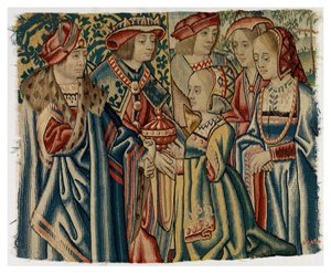 Billedteppefragment som viser ekteskapet til Ludvig XII med Jeanne, datter av Ludvig XI, fra Brussel av Belgian School