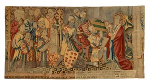 Billedteppefragmenter fra et billedvev som viser De syv sakramenter, laget i Tournai, Belgia av Belgian School