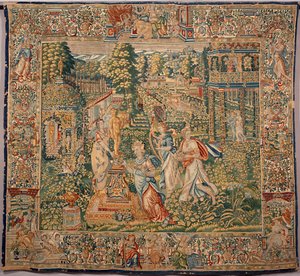 Gavene til Pomone (Pomona) nymfe av frukt Tapetet av produsenter av Brussel. 1500-tallets gener, Musei di Strada Nuova av Belgian School