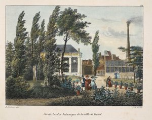 Utsikt over den botaniske hagen i byen Gent, ca. 1895 (fotokrom) av Belgian School