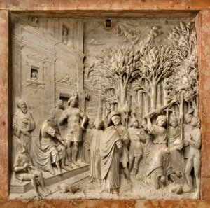 Krypten, arken til de hellige Marcellinus og Peter Exorcist, Benedetto Briosco 1506-08, halshuggingen av de hellige Marcellinus og Peter