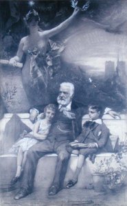 Victor Hugo (1802-85) og hans barnebarn av Benjamin  Constant