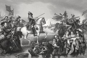Battle of the Boyne, gravert av W. French (litho)