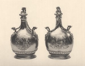 Par William III Pilgrim Flasks, ca. 1690 (forgylt sølv) av Benjamin Bradford