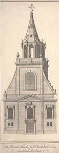 Parish Church of St. Edmund the King i Lombard Street, ca. 1750 (gravering)