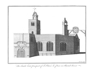 The South East Prospect of St.Peters Le Poor i Broad Street., c1756