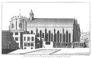 The South East Prospect of Temple Church, c1737