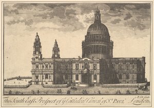 The South East Prospect of Cathedral Church of St. Paul, London Overtons Prospects, 1720-30.
